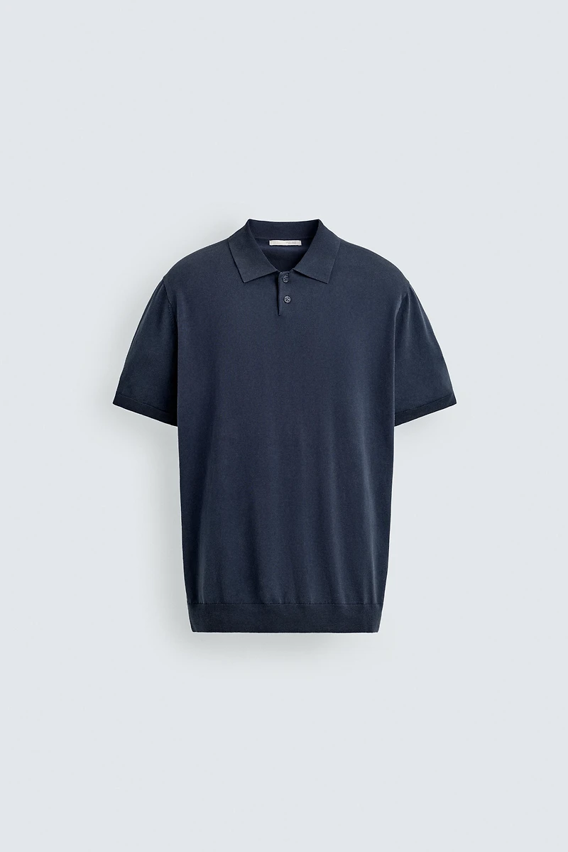 WASHED TEXTURED KNIT POLO