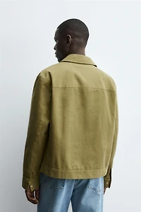 TEXTURED ZIP-UP OVERSHIRT