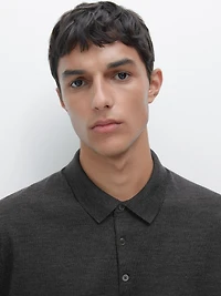 100% merino wool knit polo jumper