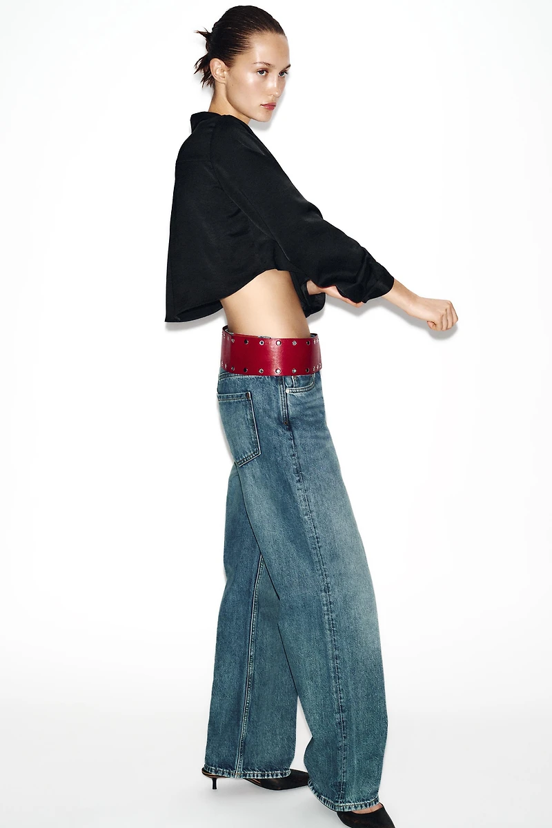 CROPPED SATIN EFFECT SHIRT