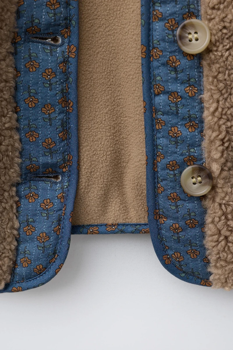 PATCHWORK FLEECE JACKET WITH FLOWERS