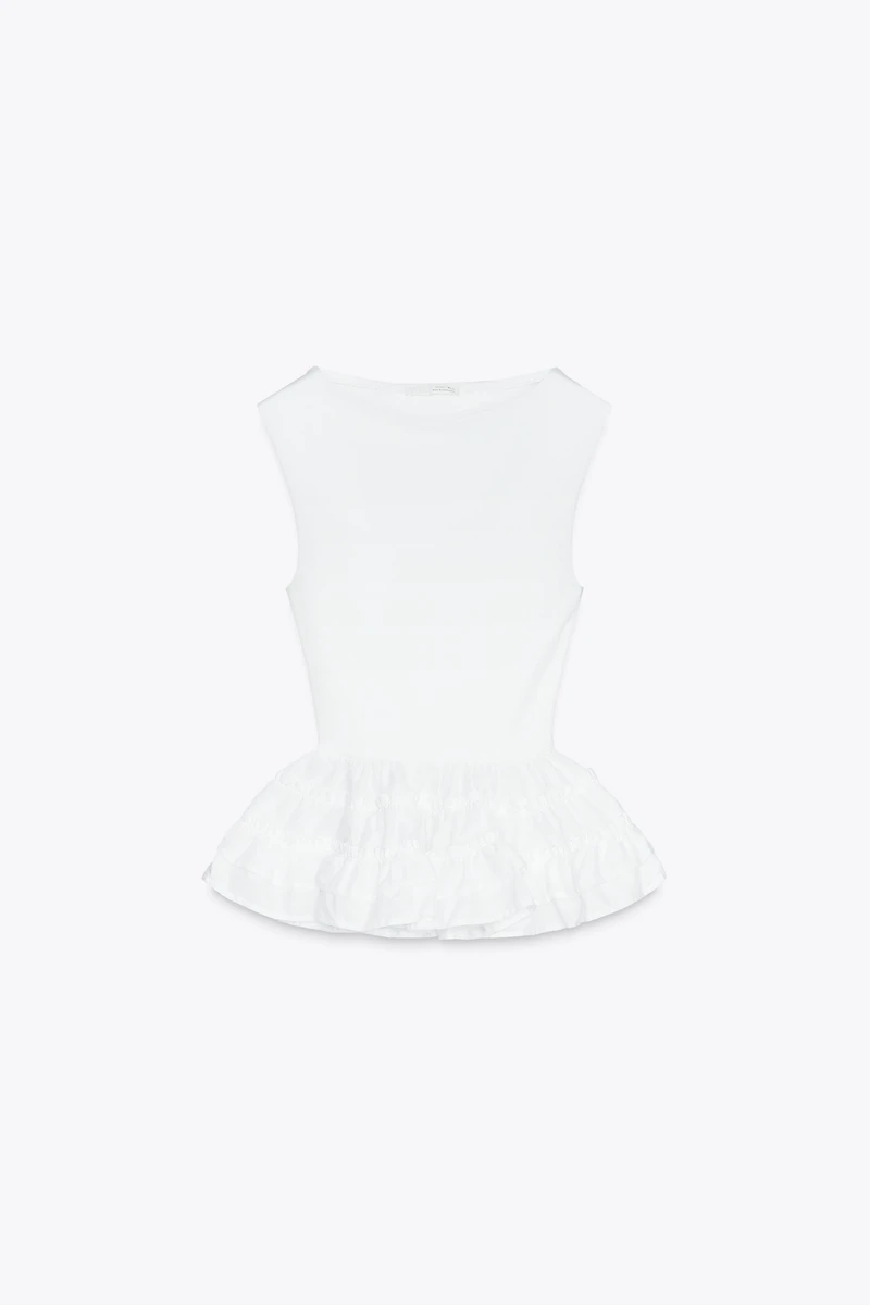 PEPLUM COMBINATION STRAP TOP