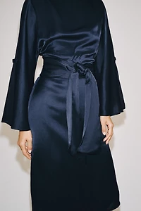ROBE MIDI CEINTURE AVEC LIN ZW COLLECTION