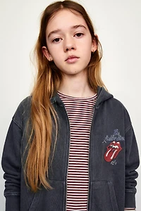 WASHED EFFECT ZIP SWEATSHIRT ROLLING STONES ©