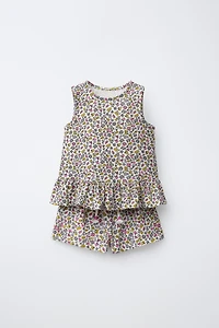 FLORAL PRINT T-SHIRT AND BERMUDA SET