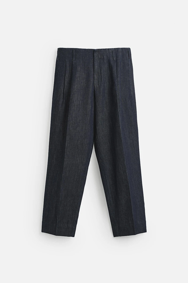 WIDE FIT CROPPED DENIM PANTS