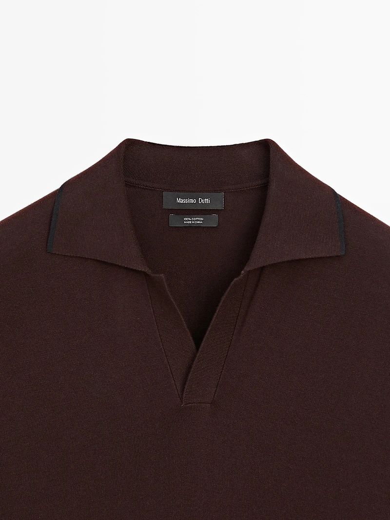 Knit polo shirt with contrast detail