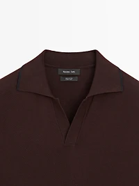 Knit polo shirt with contrast detail