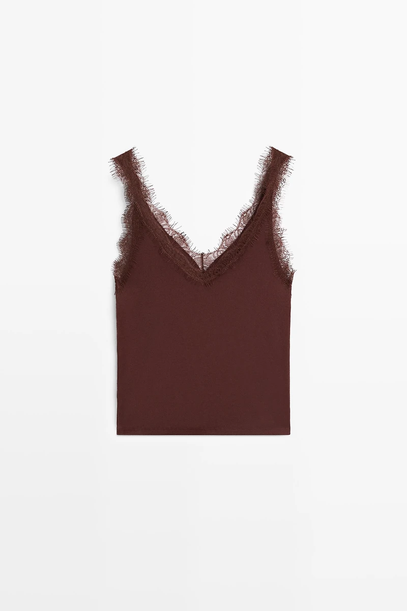 Strappy lace-trim top