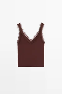 Strappy lace-trim top