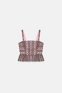 EMBROIDERED EYELET TOP