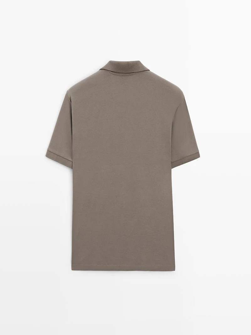 Cotton blend short sleeve polo shirt