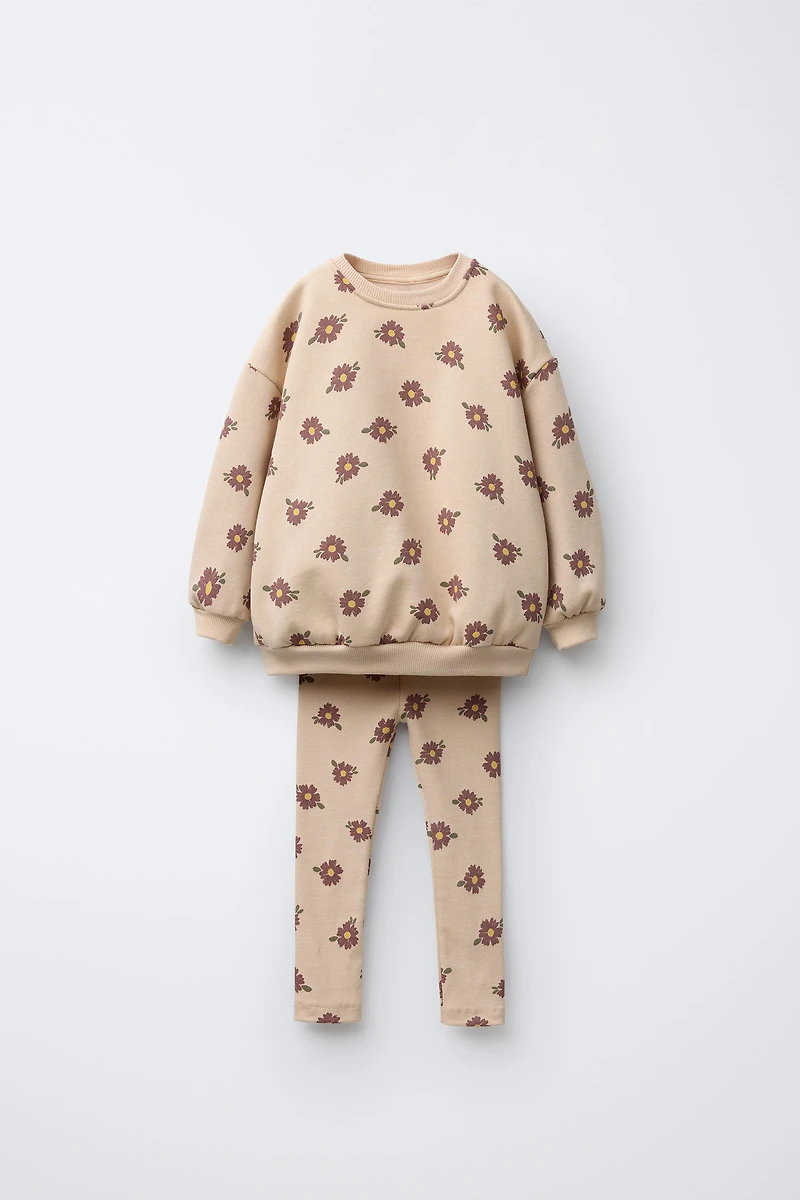 PRINTED RIB SWEATSHIRT AND LEGGING SET