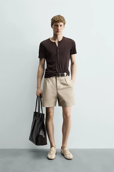 LYOCELL - COTTON PLEATED SHORTS