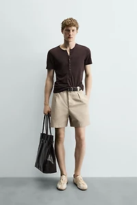LYOCELL - COTTON PLEATED SHORTS