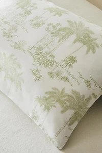 TOILE DE JOUY SATEEN PILLOWCASE WITH PALM TREES