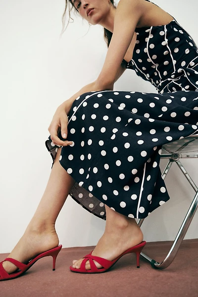 SANDALES À TALONS EN CUIR