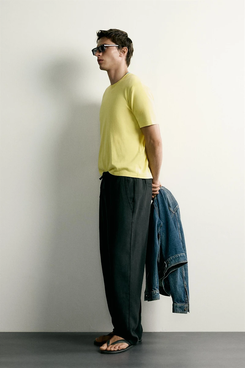 RELAXED FIT TEXTURED PANTS