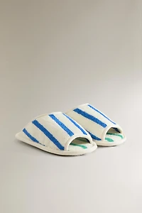 KIDS' STRIPED TERRY BATH SLIPPERS