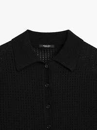 Pull en maille ajourée à col polo