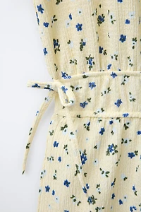 TEXTURED PRINT LONG JUMPSUIT