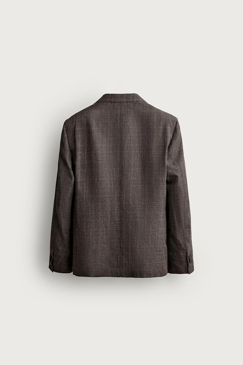 LINEN-WOOL CHECKERED SUIT JACKET