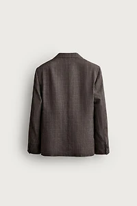 LINEN-WOOL CHECKERED SUIT JACKET