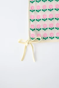 FLORAL JACQUARD KNIT BONNET