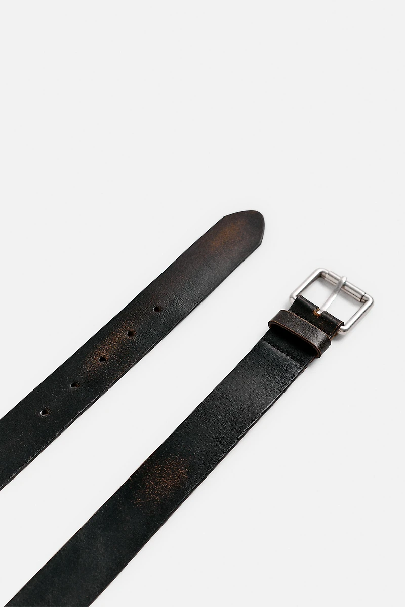 VINTAGE EFFECT LEATHER BELT