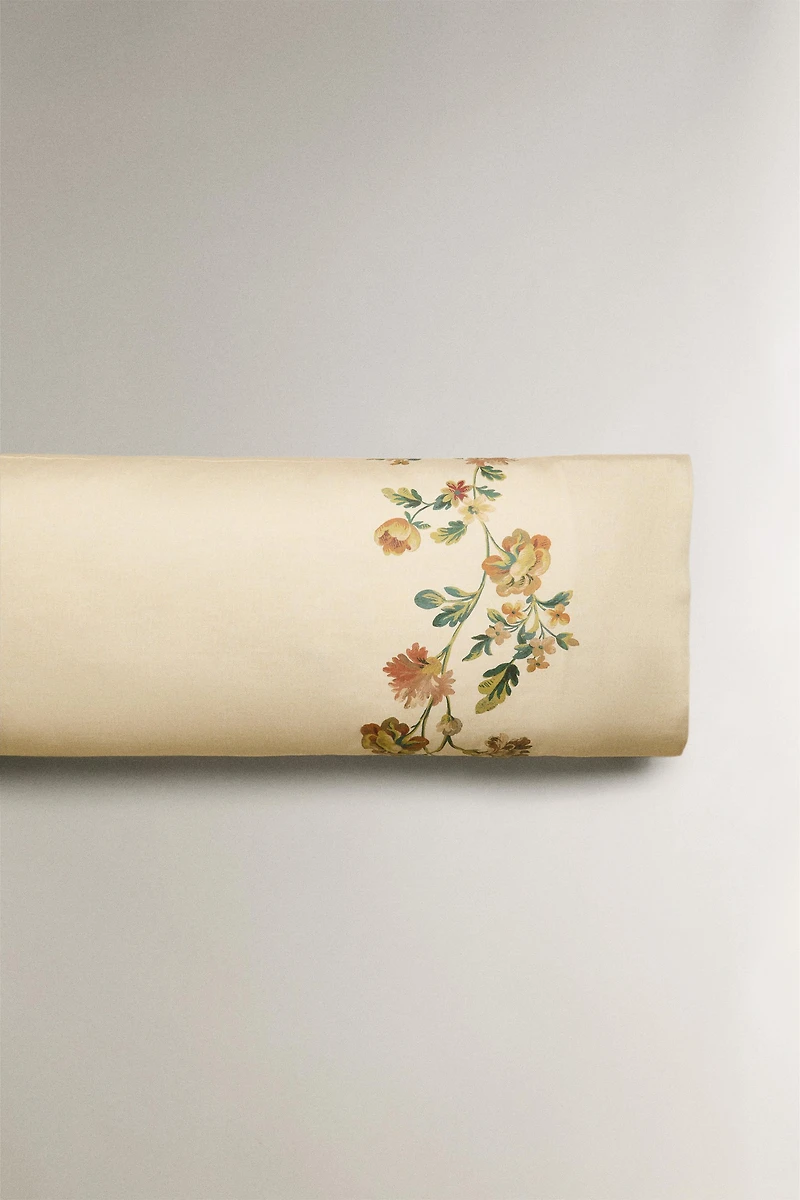 TAIE D’OREILLER SATIN IMPRIMÉ FLEURS
