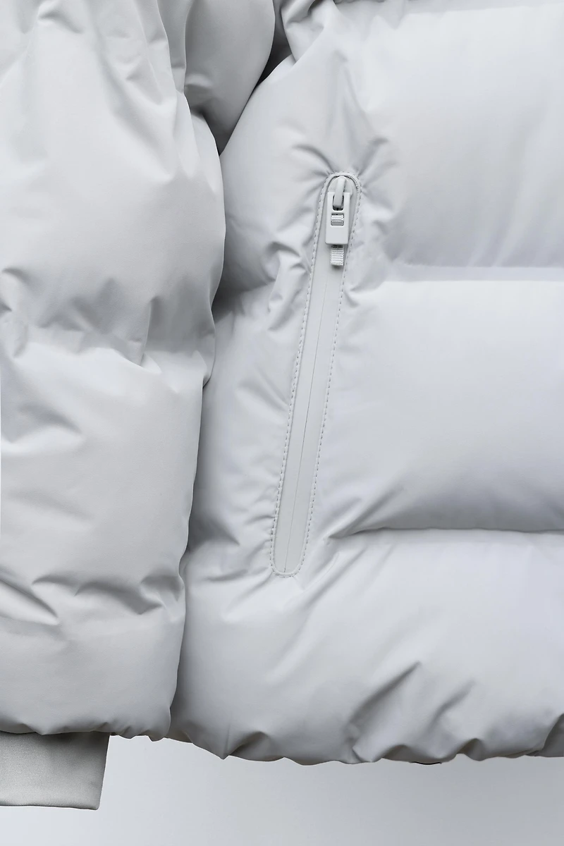 WATER REPELLENT PUFFER COAT WITH LABEL