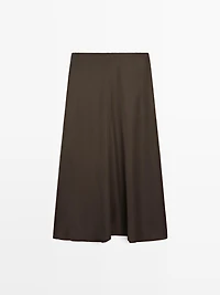 Satin midi skirt with pockets