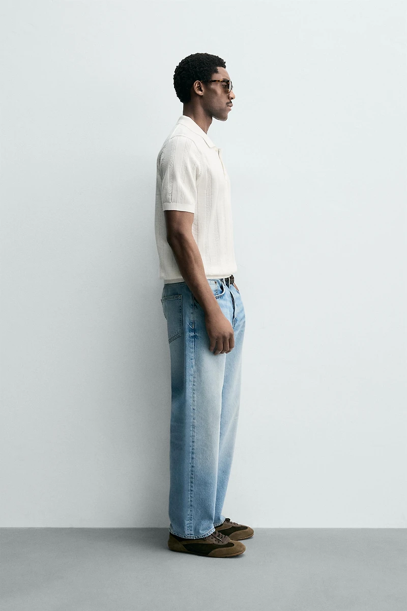 REGULAR FIT KNIT TEXTURED POLO