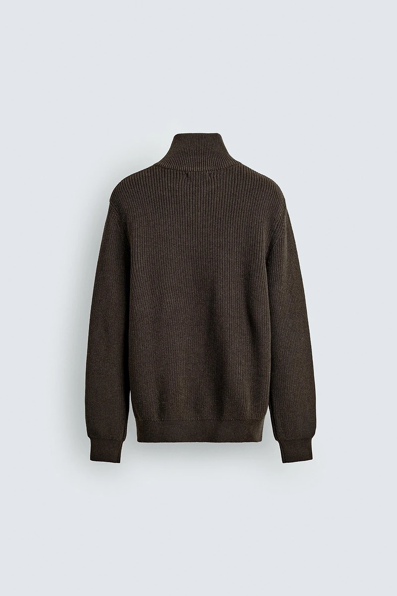 PURL KNIT ZIP-UP JUMPER