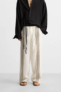 100% LINEN EMBROIDERED PANTS
