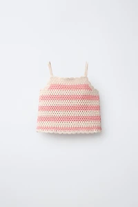 STRIPED CROCHET KNIT TOP