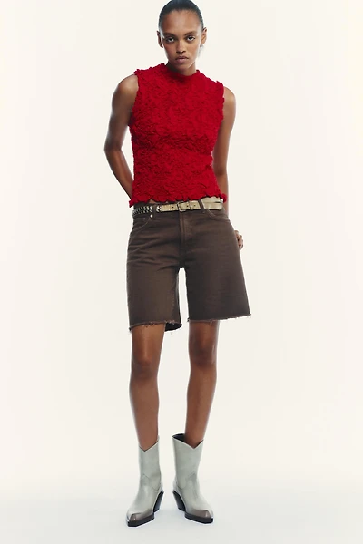 MID-RISE RIPPED TRF DENIM SHORTS