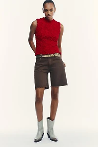 MID-RISE RIPPED TRF DENIM SHORTS
