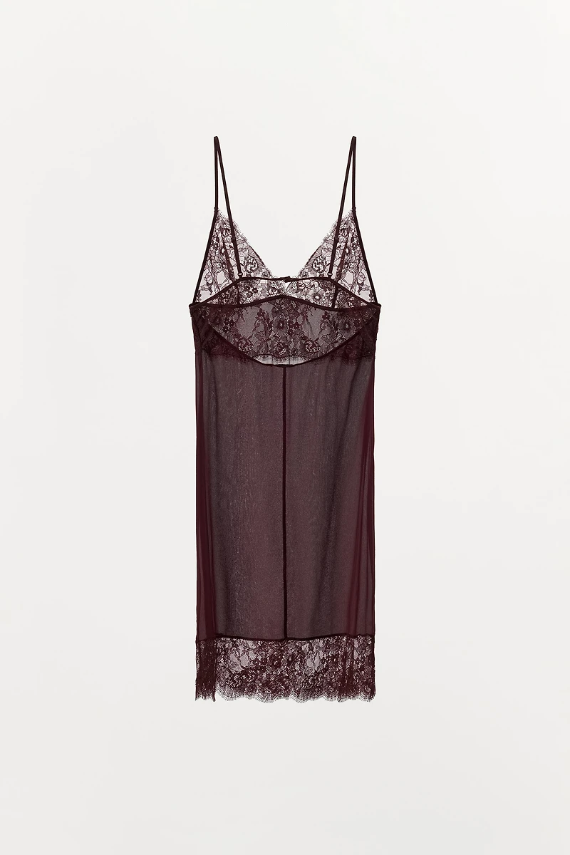 COMBINATION LACE MINI DRESS