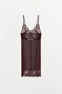 COMBINATION LACE MINI DRESS