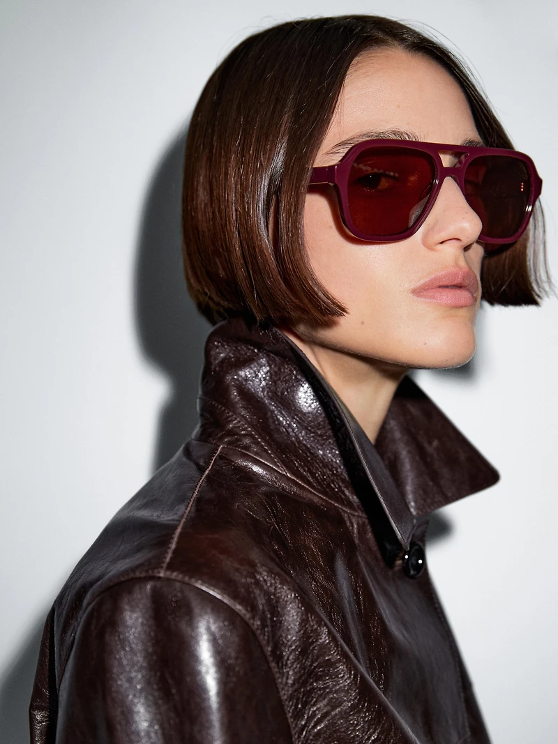 Cropped nappa leather jacket