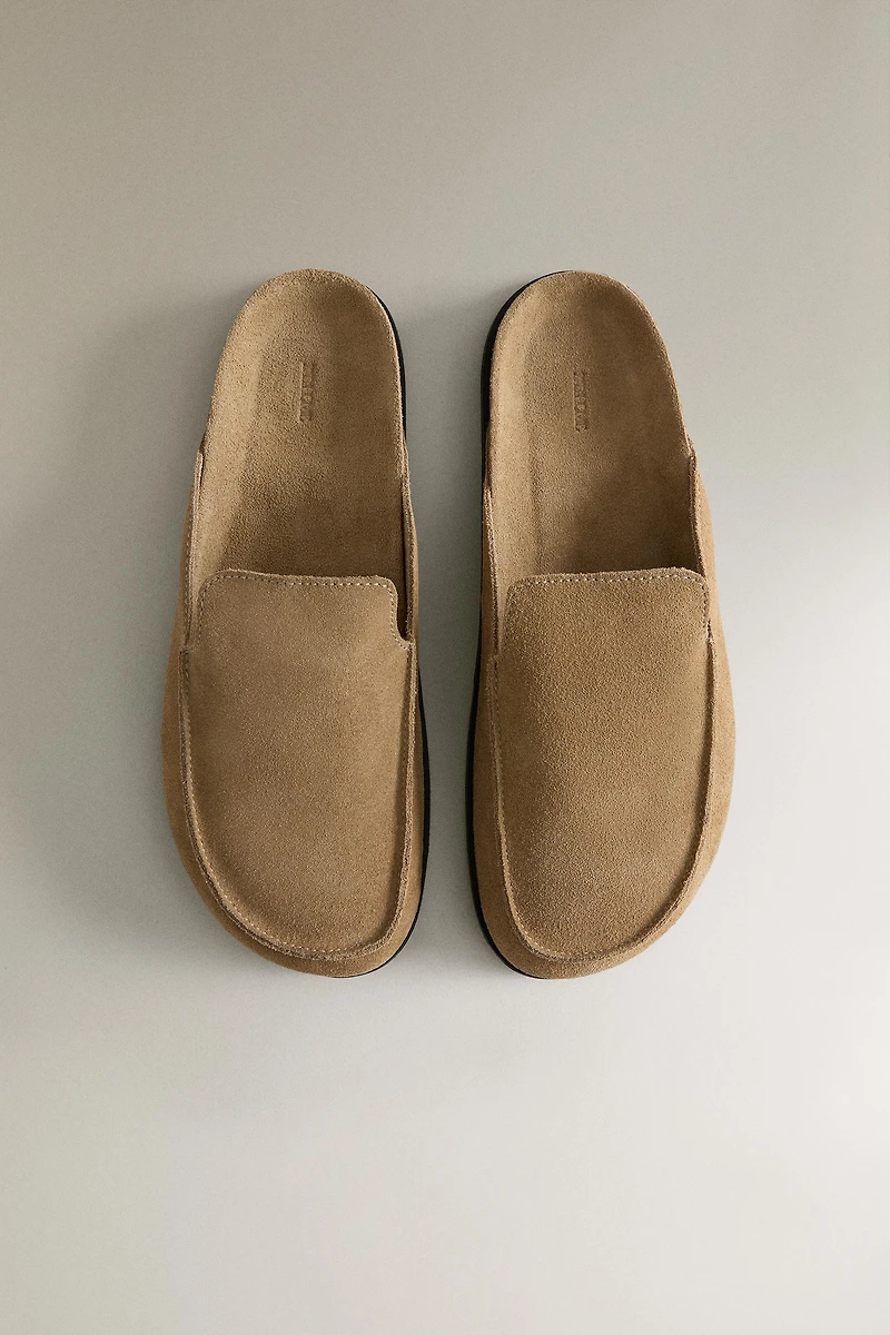 LEATHER MULE CLOG SLIPPERS