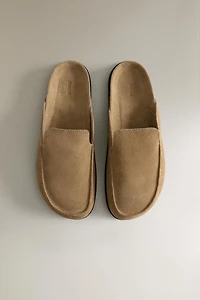 LEATHER MULE CLOG SLIPPERS