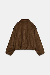 BLOUSON BIKER EFFET DAIM OVERSIZE