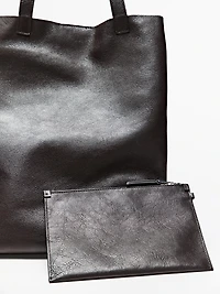 Tote bag avec détail pochette en cuir nappa