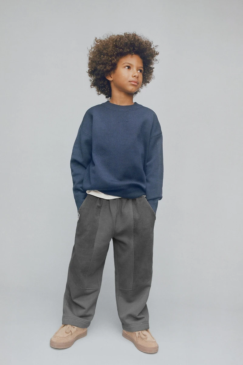 CONTRASTING CORDUROY PLUSH PANTS