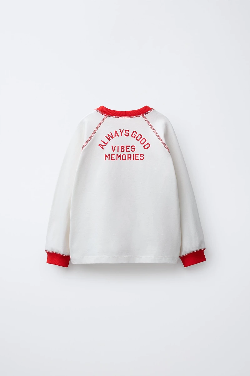 TEXT RAGLAN SLEEVE T-SHIRT