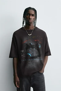 T-SHIRT EN MAILLES IMPRIMÉ DÉLAVÉ