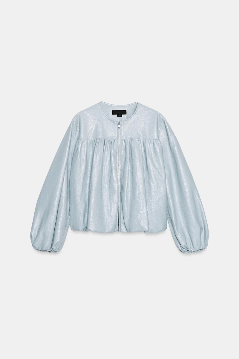 FAUX LEATHER BALLOON JACKET
