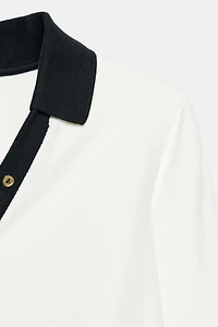 TOP POLO INTERLOCK CONTRASTÉ
